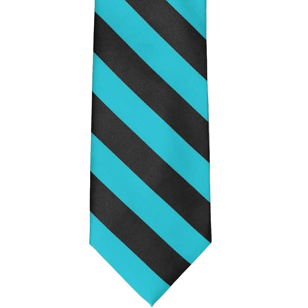 Turquoise and Black Striped Tie
