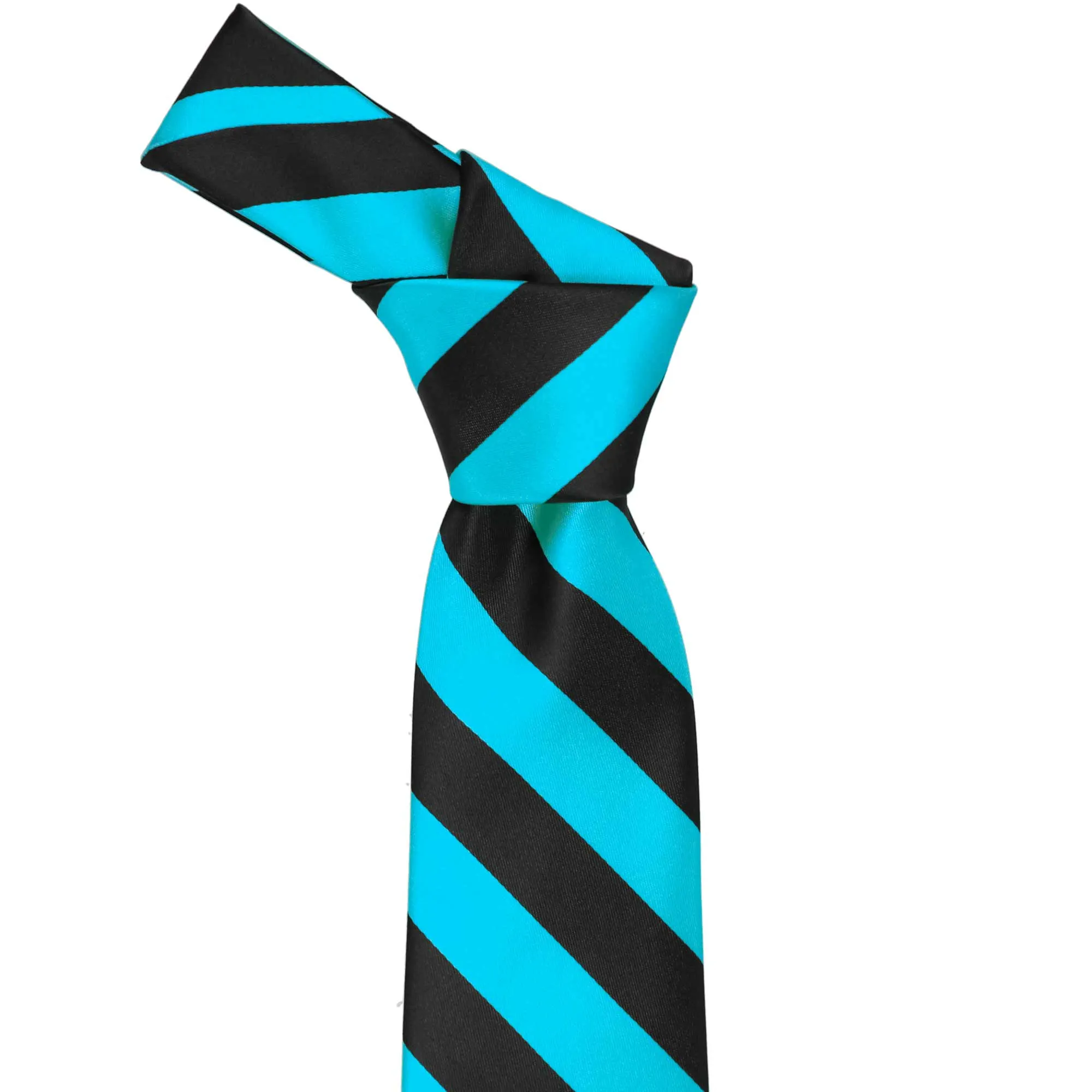 Turquoise and Black Striped Tie