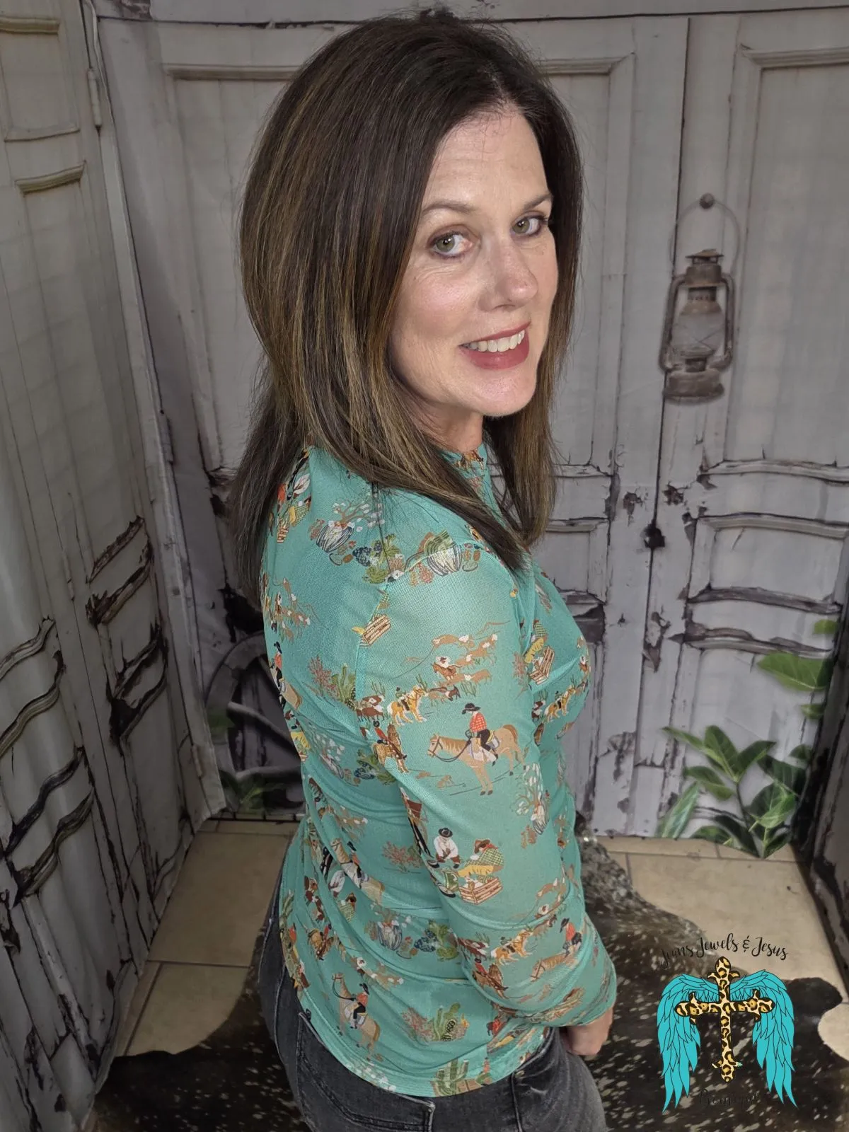 Turquoise Wagon Mesh Top