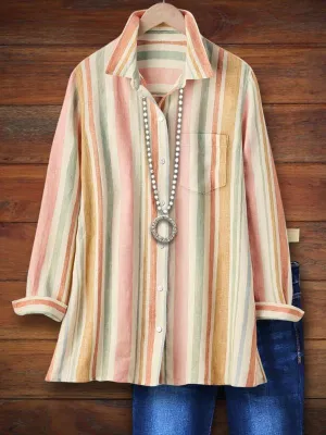 Versatile Color Stripe Print Blouse