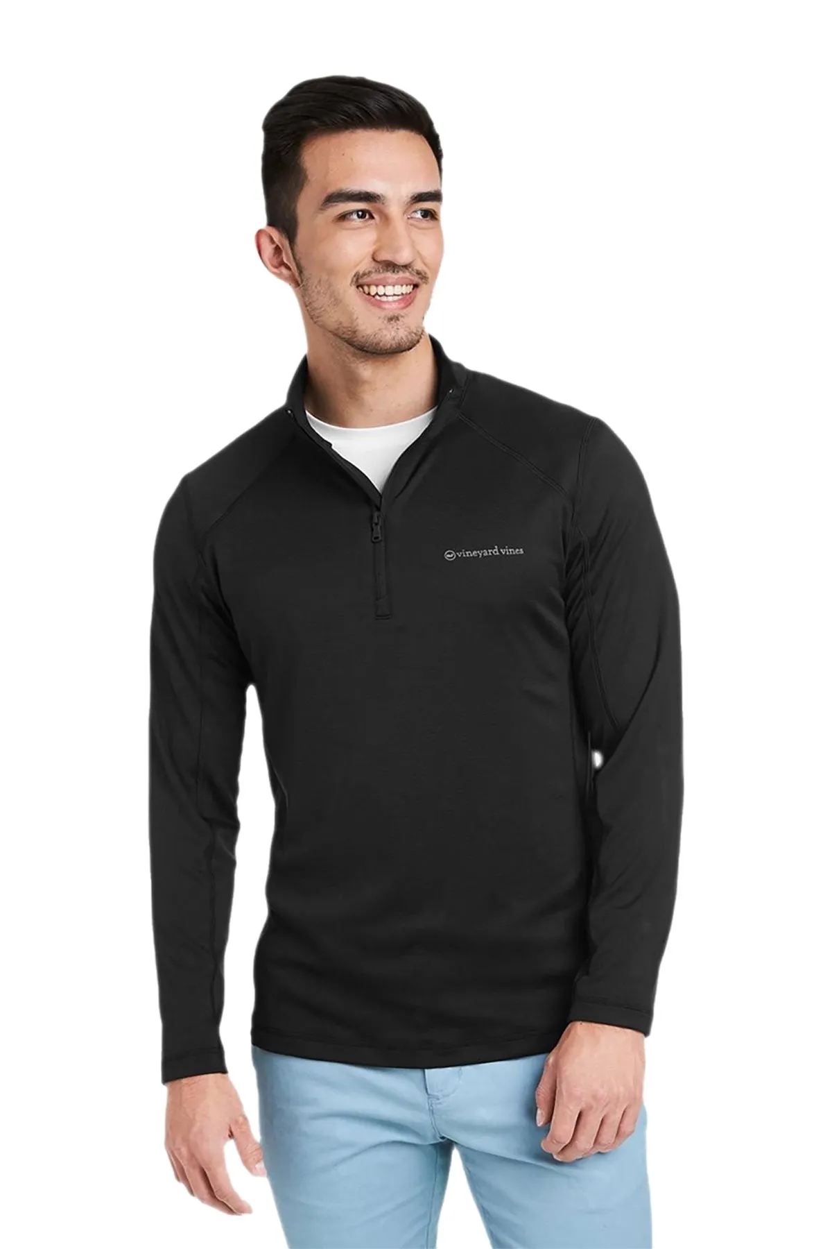 Vineyard Vines Custom Mens Sankaty Quarter-Zips, Jet Black