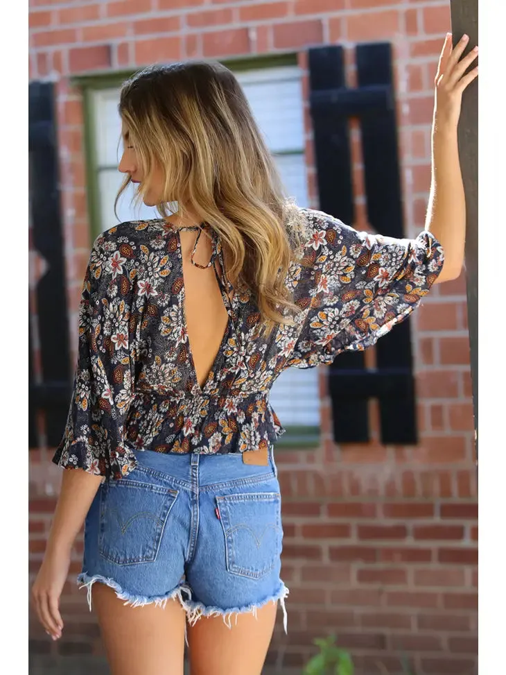 Vneck Wide Sleeve Top