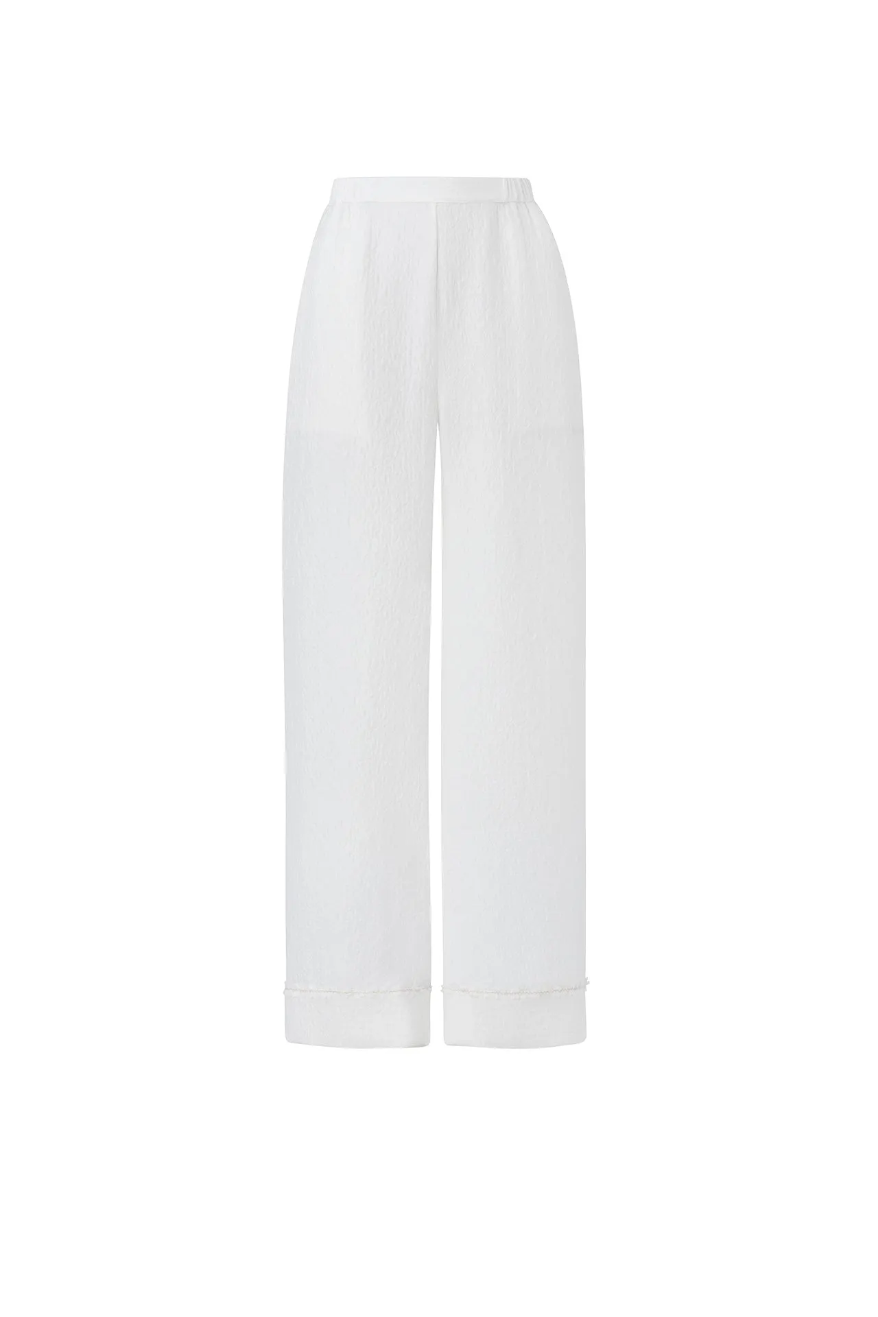 White Crinkled Silk Pyjama Set