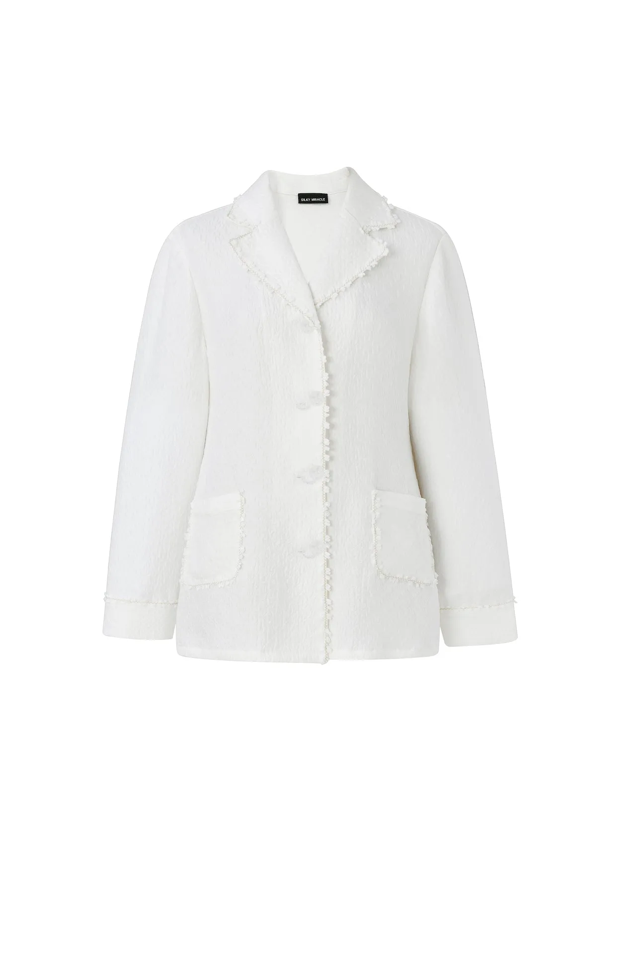 White Crinkled Silk Pyjama Set