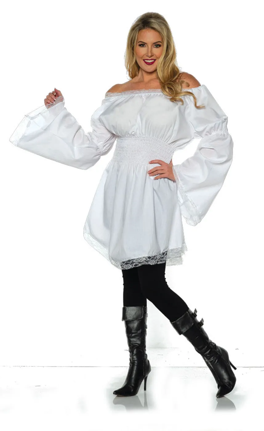 White Versatile Womens Peasant Shirt
