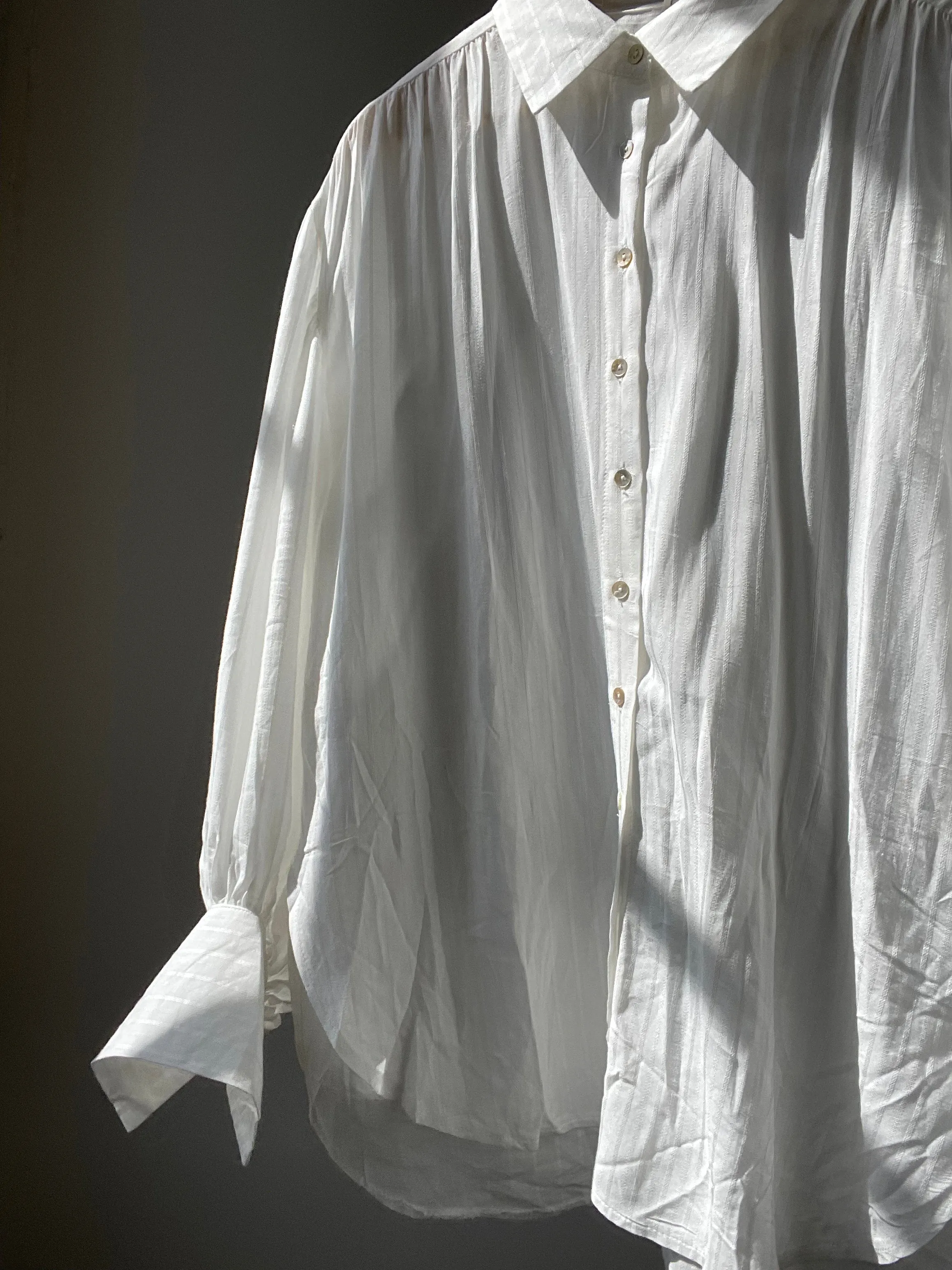 Wilson Oversized Balloon Sleeve Embroidered Button Down Shirt In Ivory
