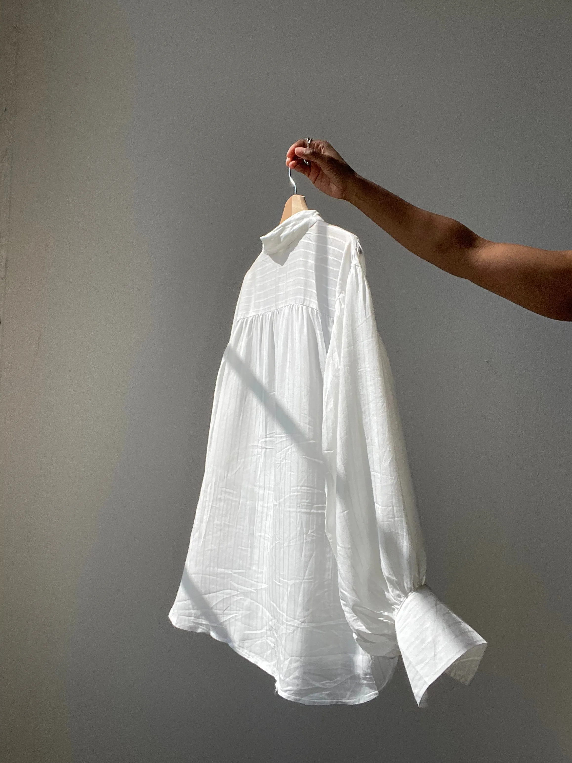 Wilson Oversized Balloon Sleeve Embroidered Button Down Shirt In Ivory