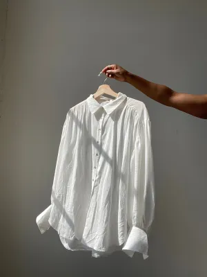 Wilson Oversized Balloon Sleeve Embroidered Button Down Shirt In Ivory