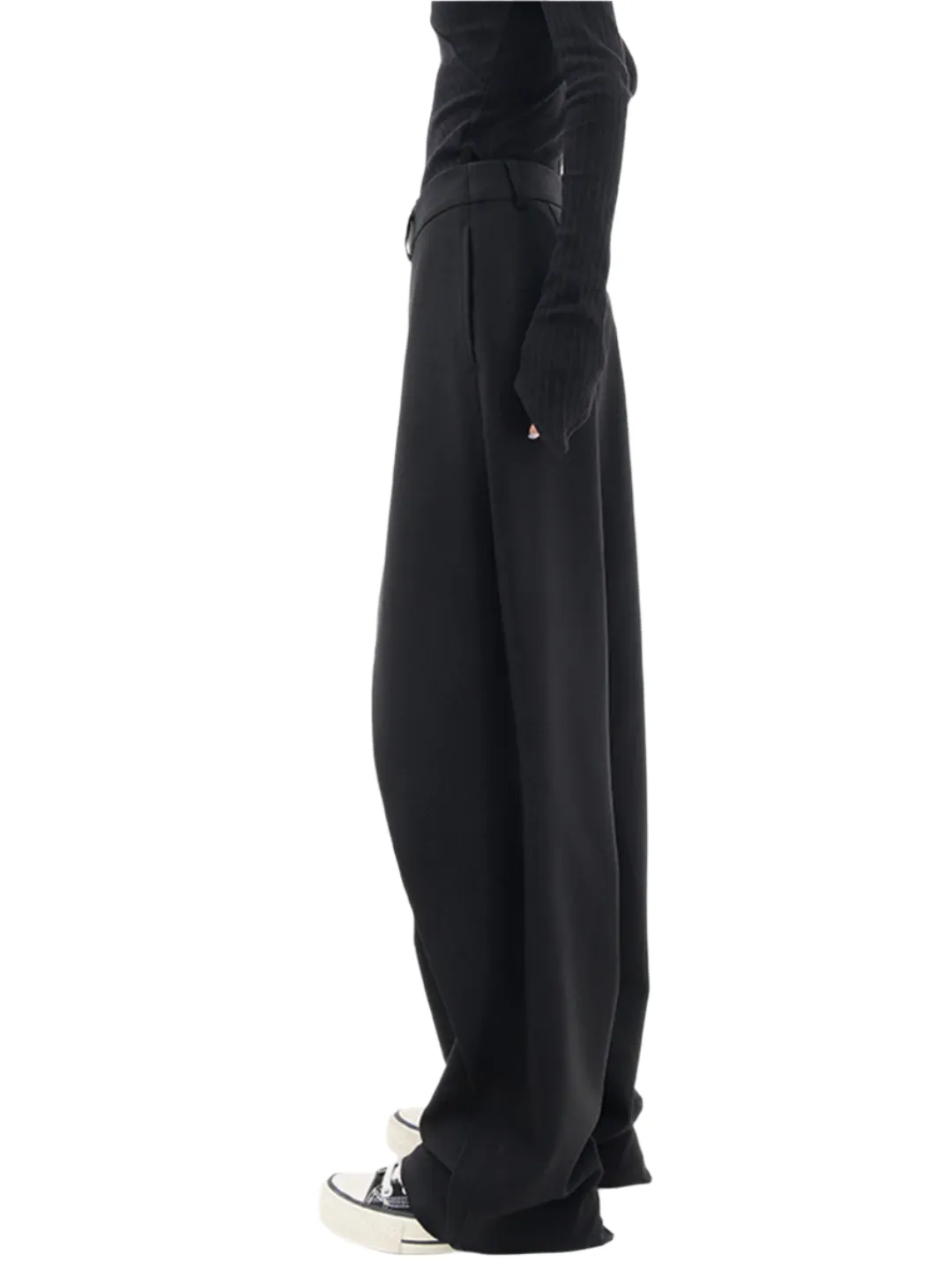 YULI | ASYMMETRIC DRAPE TROUSERS