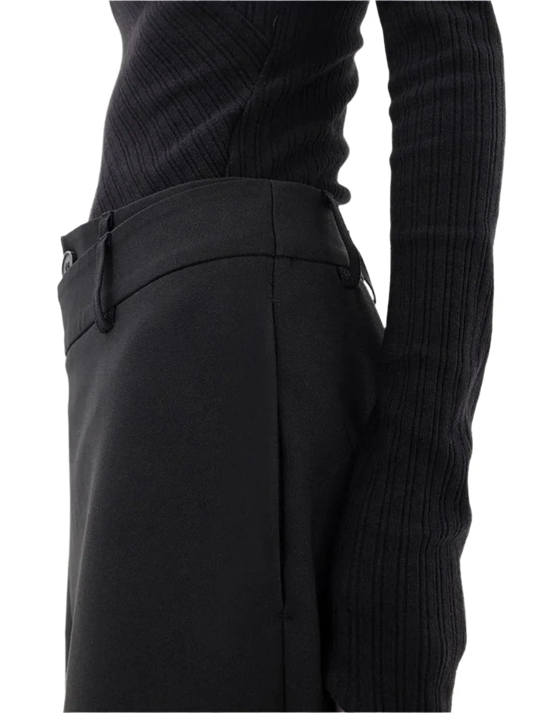 YULI | ASYMMETRIC DRAPE TROUSERS