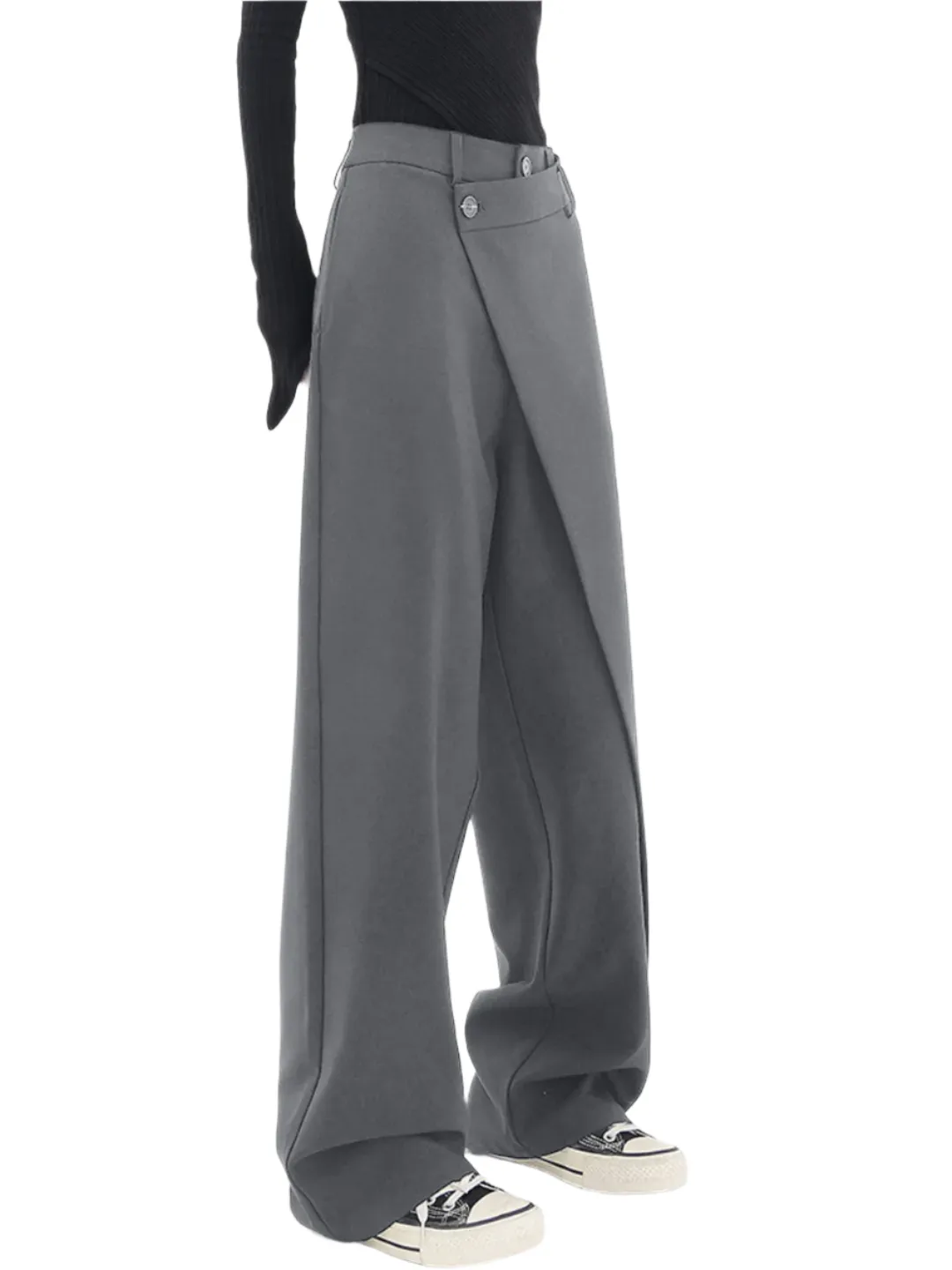 YULI | ASYMMETRIC DRAPE TROUSERS