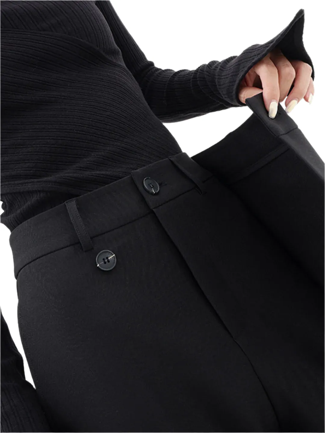 YULI | ASYMMETRIC DRAPE TROUSERS