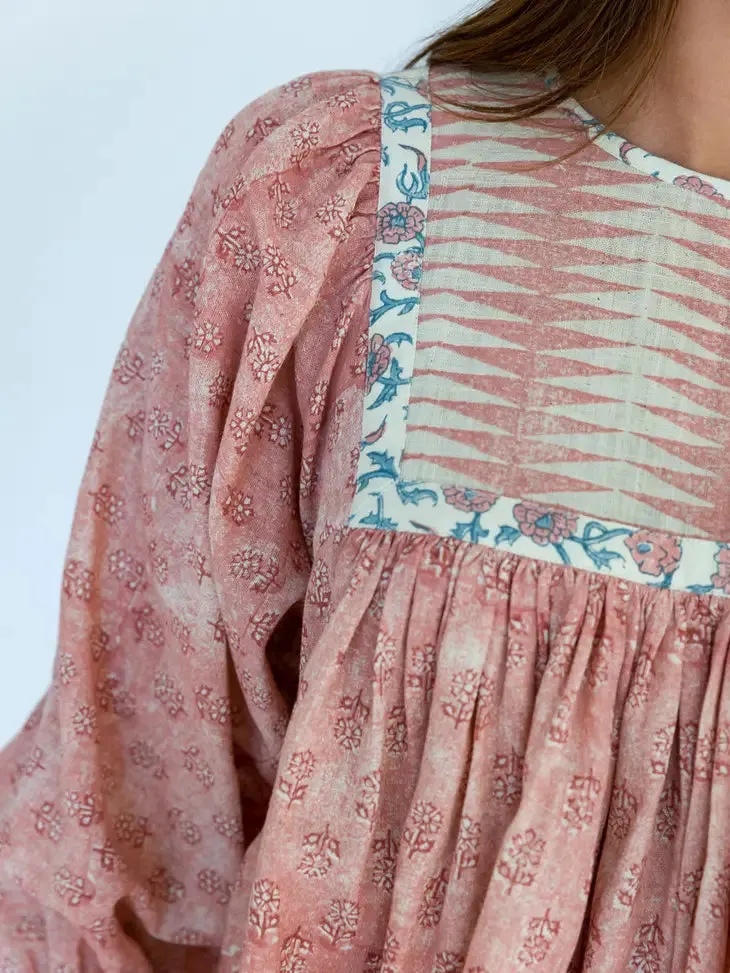 Zeenat Top | Rose Handblock Print